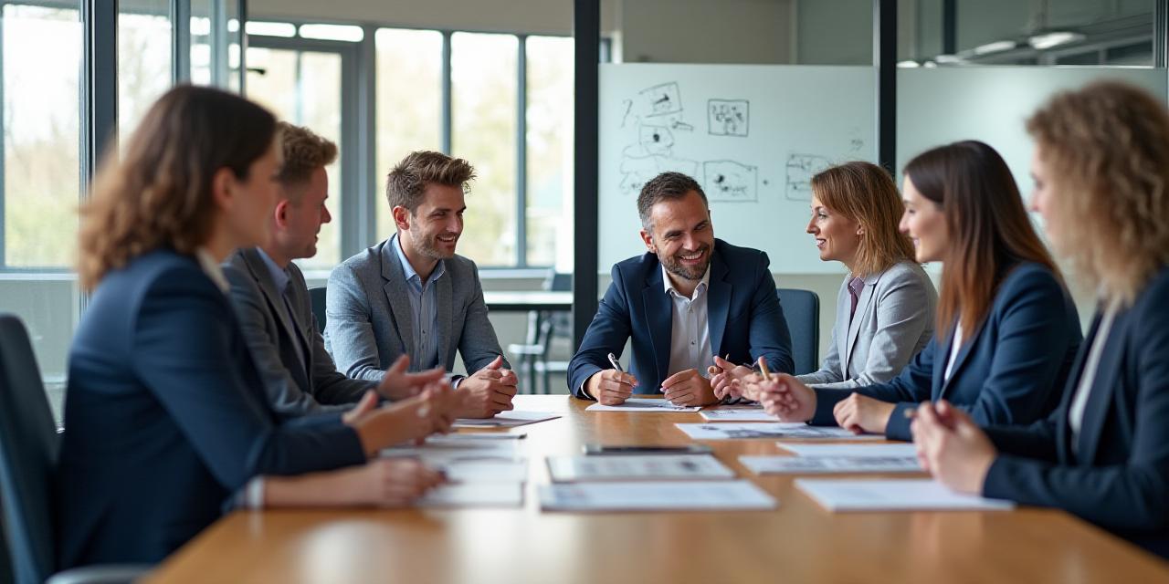 Een modern kantoorteam dat samenwerkt aan een strategie